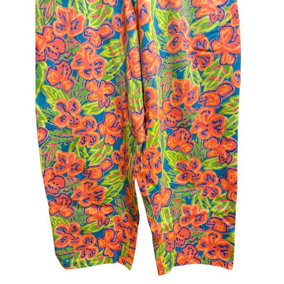Vintage Hobie Floral Parachute Pants Orange Green Large - Picture 5 of 8
